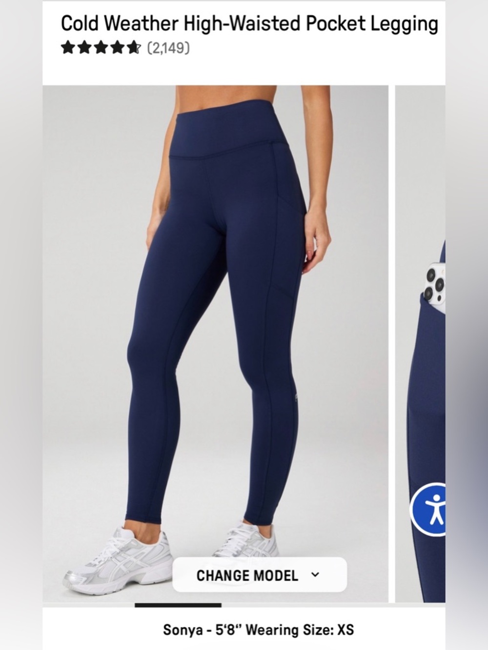 Fabletics Cold Weather Navy Leggings 1X M11
